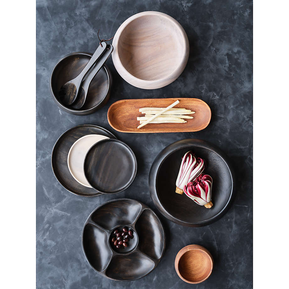Medium Ebonized Acacia Wood Serving Bowl – 8.5 Inch